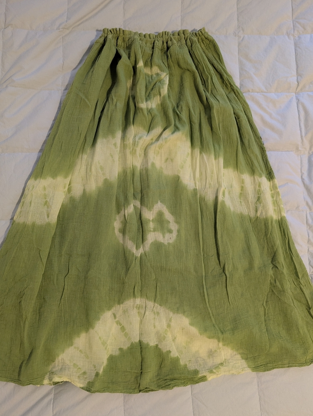 Bohemian Green Tie-Dye Embroidered Maxi Skirt - Picture 2 of 5